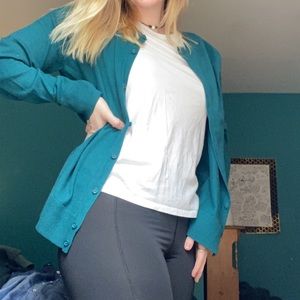 Turquoise Button Down Sweater